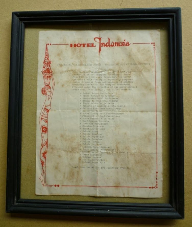 Menu Restoran Ramayana Hotel Indonesia di awal tahun 1960-an