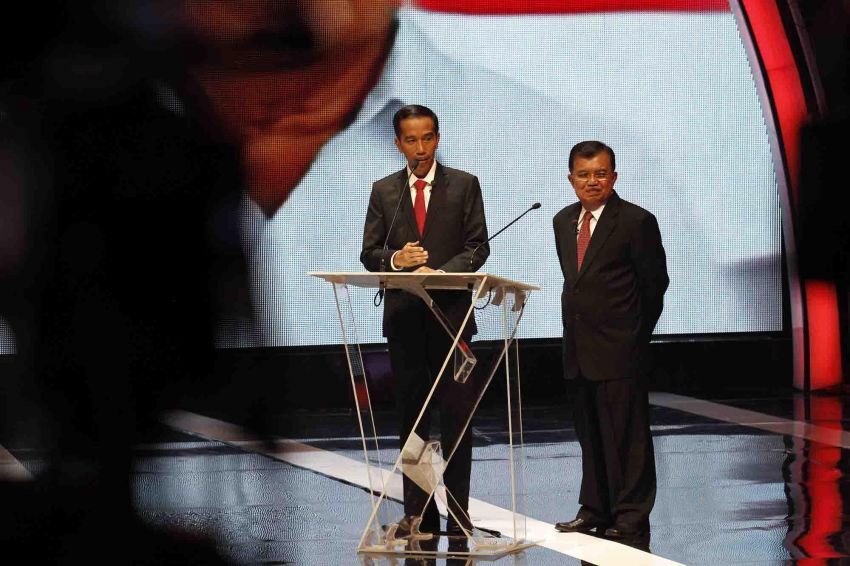Presiden dan Wapres terpilih Indonesia, Jokowi dan JK, dalam acara sawala.