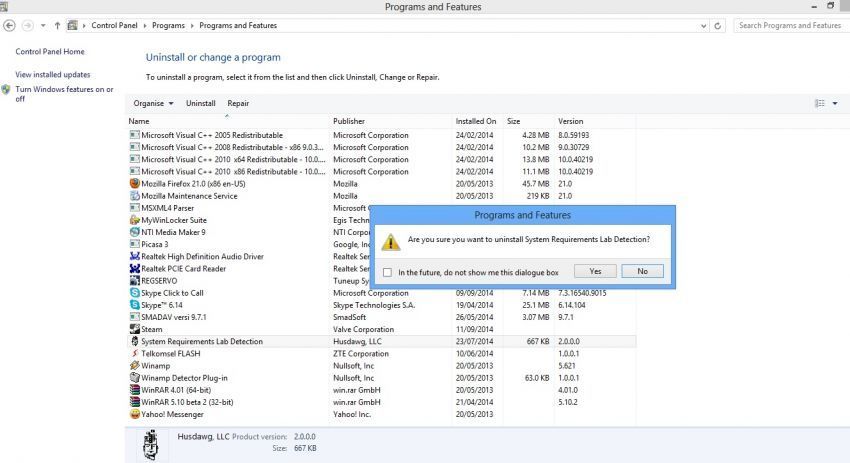 uninstall program gak penting