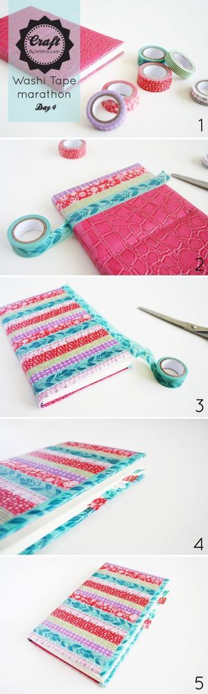 Sampul buku dengan selotip warna warni