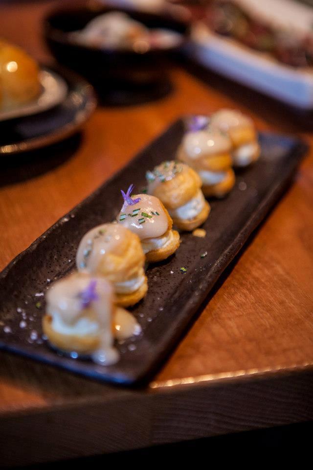 Goat cheese profiteroles