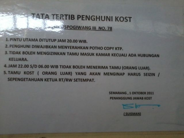 kos banyak aturan