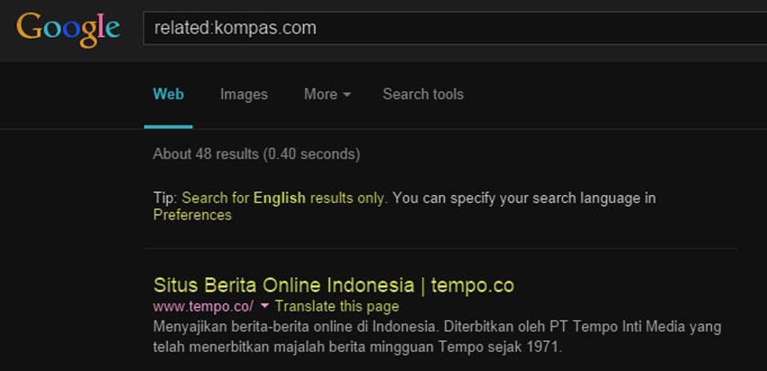 Menemukan situs yang mirip.