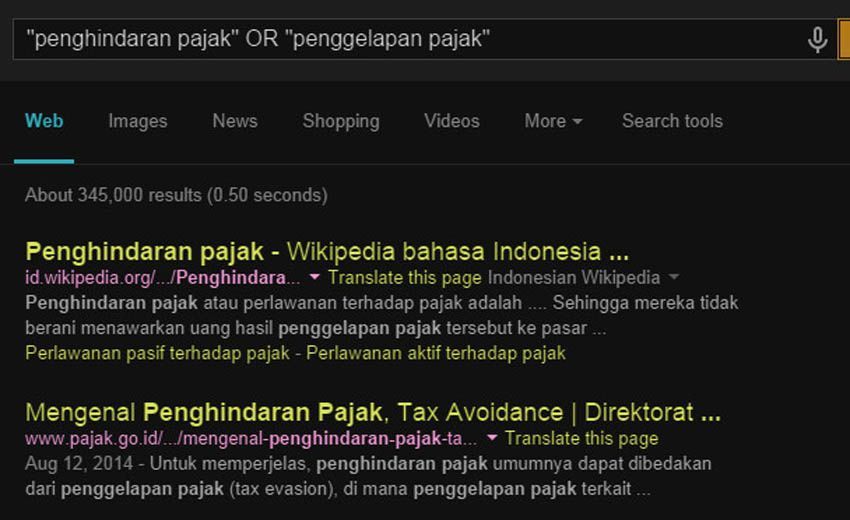 Melakukan pencarian beberapa istilah sekaligus.