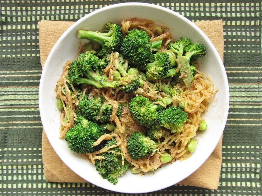 mie instan brokoli dan edamame
