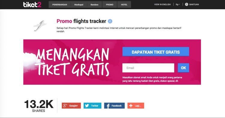 Tanpa harus beli tiket kamu bisa ikut undian tiket gratis di tiket2.com