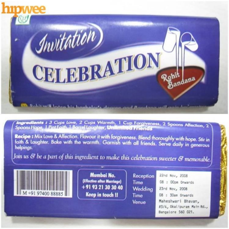 Undangan pernikahan dengan bentuk coklat