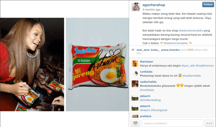 Mie instan bertanda tangan Rihana