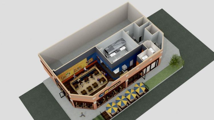Desain 3D restoran atau cafe yang unik