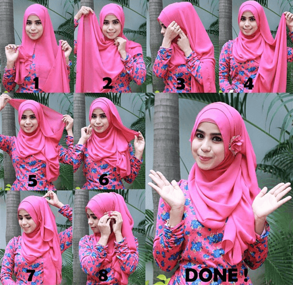 Tutorial berjilbab cantik simple buat pesta dan lebaran