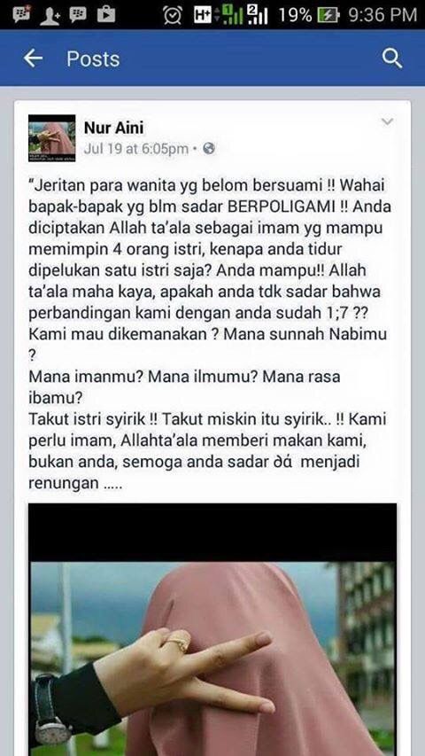 Sedikit Saran Untuk Mbak Nur Aini: Ada Lho Cara Lain Dapat Suami Selain Dipoligami 21 Postingan Nur Aini