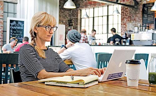 a writer at coffee shop