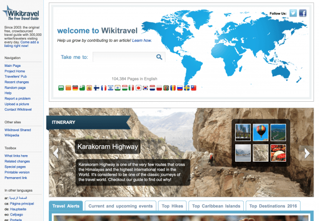 Homepage wikitravel