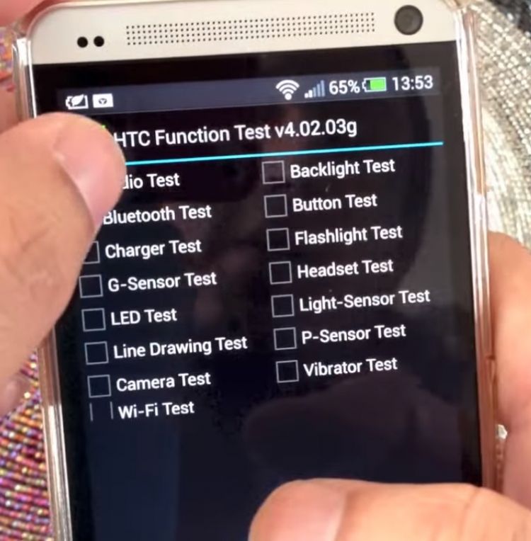test menu HTC
