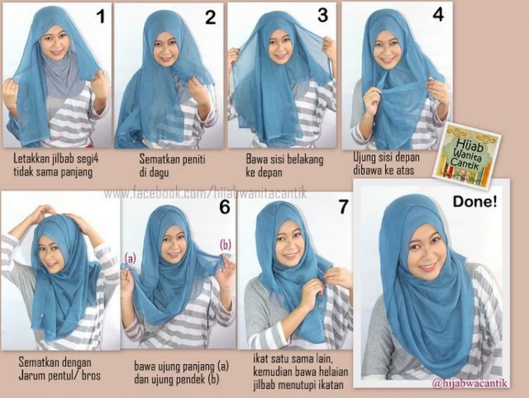 Tutorial hijab segi empat simple..