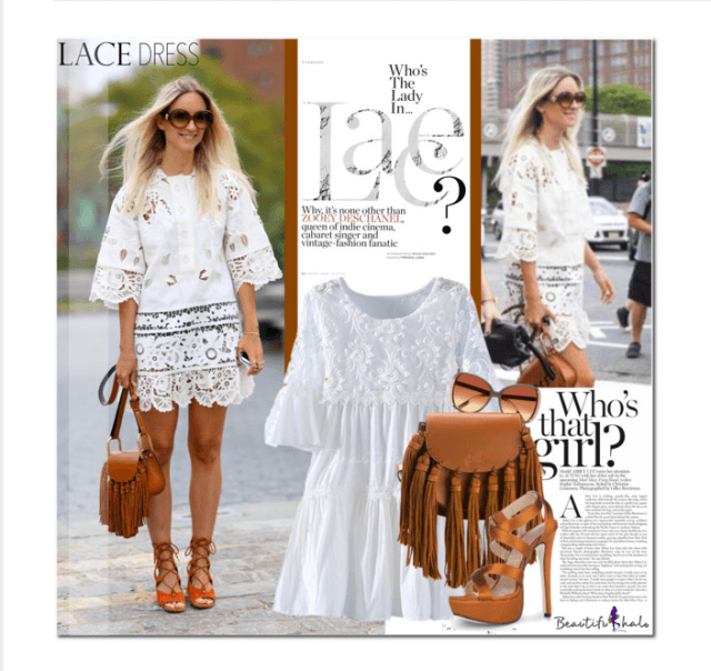 Lace dress sama tas rumbai
