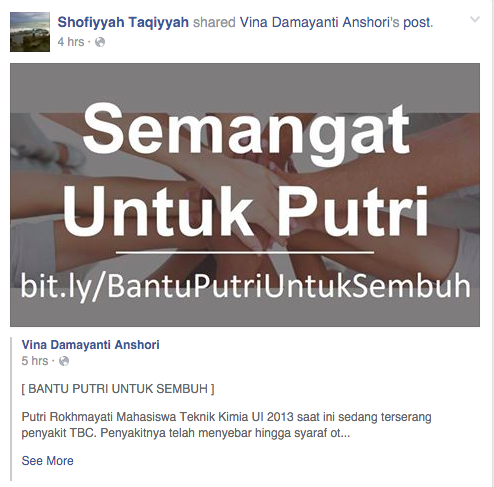 Hasil share salah satu teman Putri di facebook