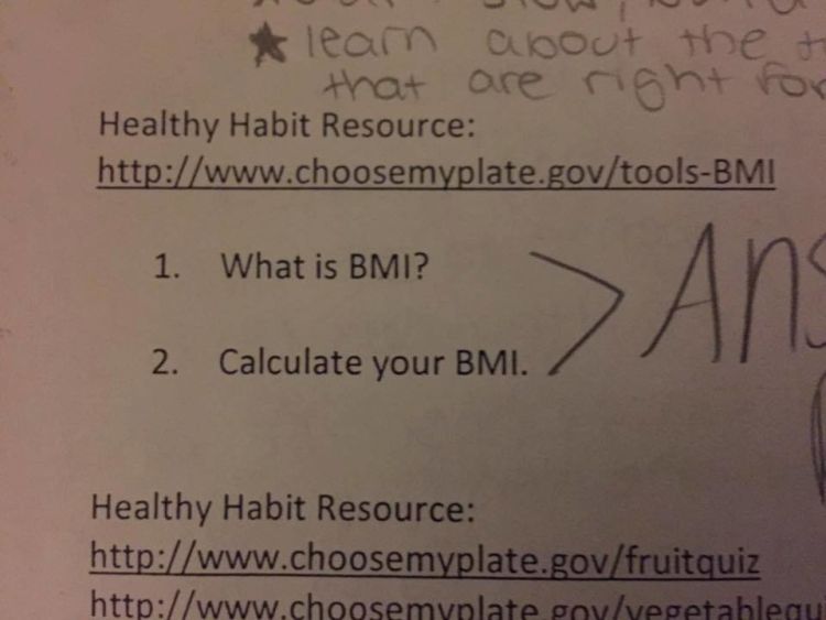 Soal kuis kesehatan dari guru Tessa tentang BMI