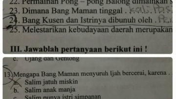 Wuaduh, Anak Kelas 2 SD Kok Dapat Soal Cerita Perceraian dan Pembunuhan di PR-nya?