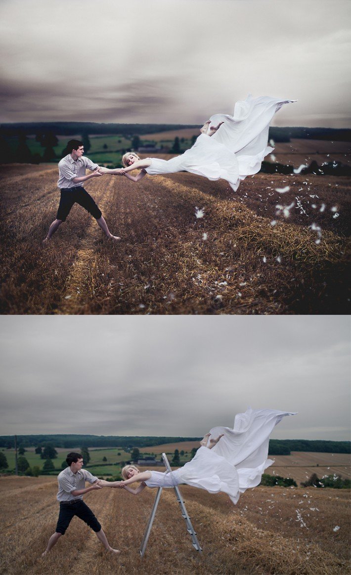 Atau pake trik levitasi?