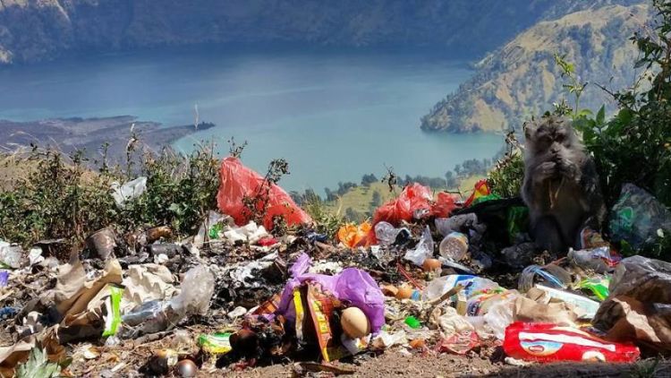 Sampah di Gunung Rinjani.