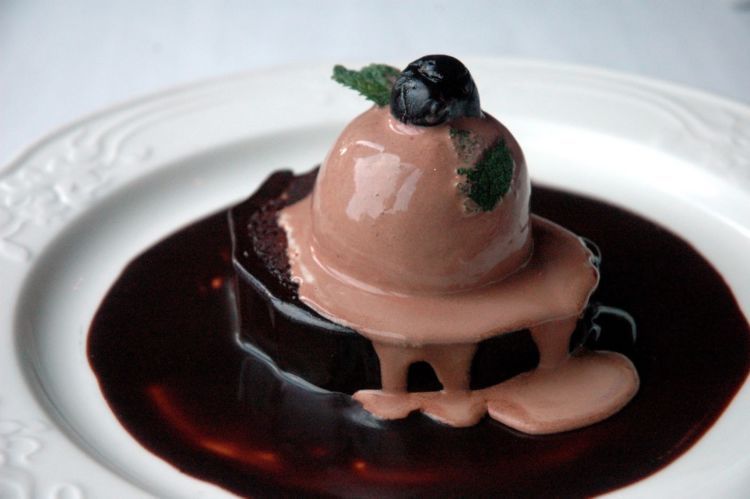 melted chocolate with ice cream