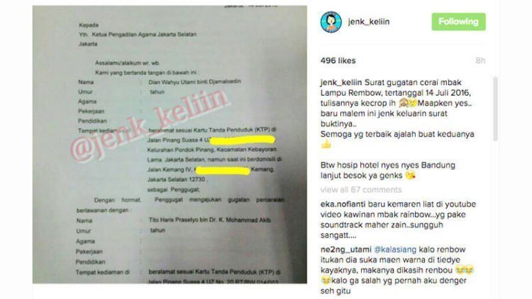 Dian menggugat cerai