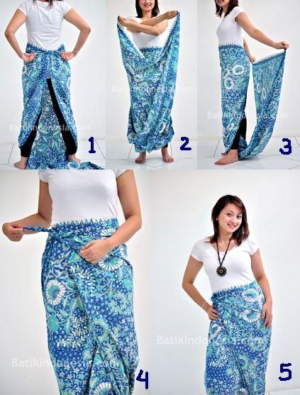 Tutorial Memakai Kain Batik Hanya dengan Dililit Saja. Tak 