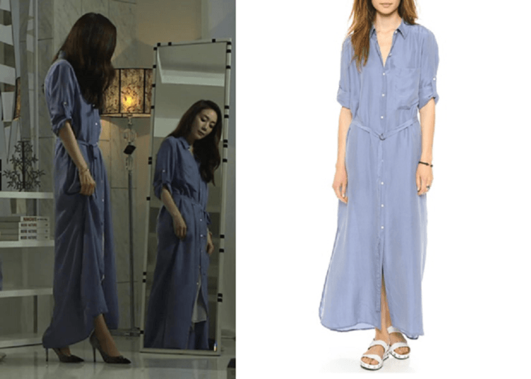 shirtdress maxi biru 
