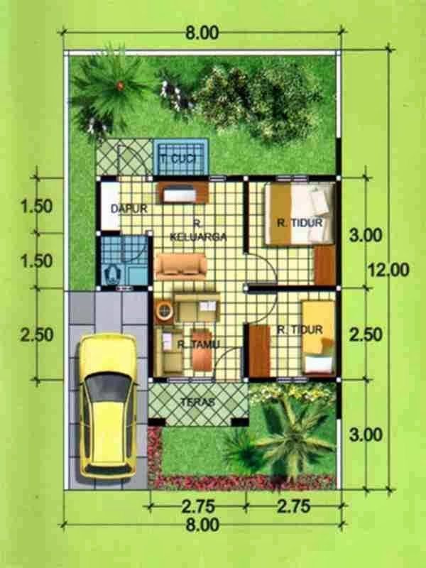 Denah-Rumah-Minimalis-1-Lantai-2-kamar-tidur-lebar-8-meter