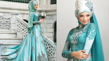 12 Gaun Pernikahan Hijab Bertema Turquoise untuk Datangkan Kesan Sejuk di Resepsimu