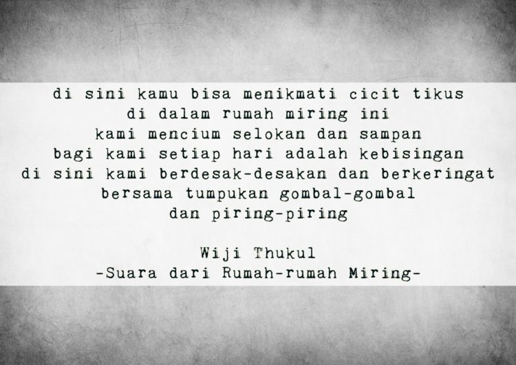 Suara dari Rumah-rumah Miring, 1987.