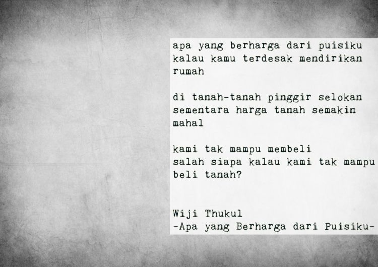 Apa yang Berharga dari Puisiku, 1986.