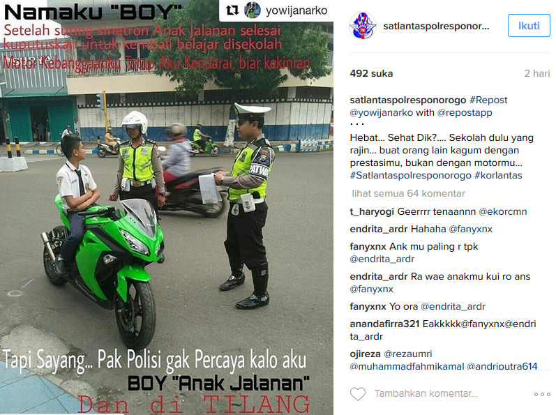 Kocak! Lagi Ditilang, Anak SMP yang Pakai Motor Sport Ini Malah Pasang Gaya Ala Boy ‘Anak Jalanan’