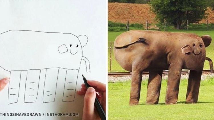 Ini Jadinya Ketika Gambar Abstrak dari Seorang Anak Menjadi Nyata. Aneh, Tapi Sukses Bikin Ngakak!