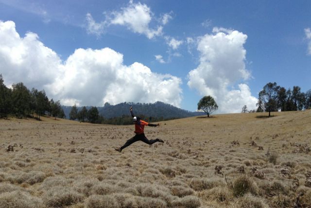 Meskipun musim kemarau, tapi hamparan sabana ini masih tetap memikat mata dan mengusir lelah