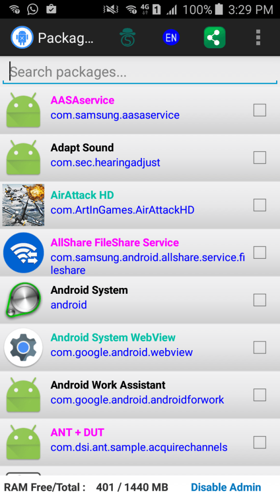 Aplikasi package disabler pro (hanya untuk samsung)
