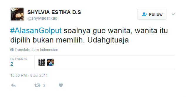 Alasan Golput 23 Netizen Ini Bisa Diterima Nggak? Mereka Terlalu Baper untuk Memilih :( 46 Cewek mah suka gitu