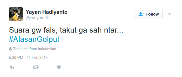 Alasan Golput 23 Netizen Ini Bisa Diterima Nggak? Mereka Terlalu Baper untuk Memilih :( 29 Mohon bersabar