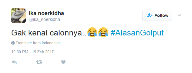 Alasan Golput 23 Netizen Ini Bisa Diterima Nggak? Mereka Terlalu Baper untuk Memilih :( 43 Jalani aja dulu mbak