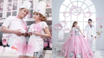 15 Inspirasi Gaya Pernikahan Sesuai Hobi; Nuansa Serba Pink Bertaburan Properti Hello Kitty