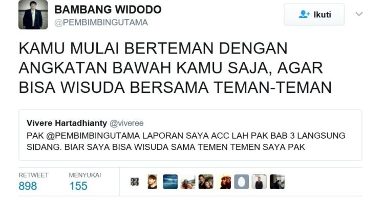 Ini Akun @PEMBIMBINGUTAMA Beneran Dosen Pembimbing yang Punya? Twit-Twitnya Bijak Tapi Sungguh Kocak