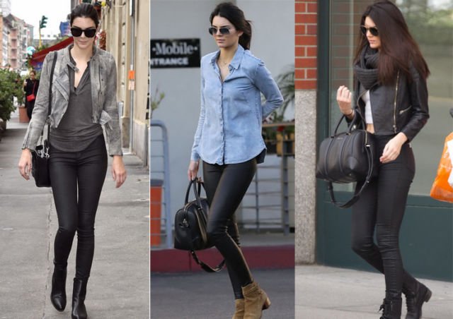 Kendall Jenner in Skinny Black Trouser