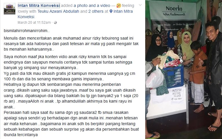 Bahagia Bacanya, Bocah Ini Basah Kuyup Demi Beli Baju Gamis di Pameran untuk Ibunya