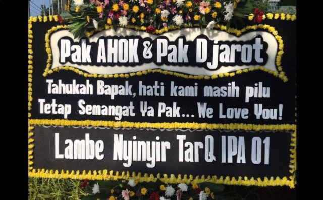 14 Karangan Bunga Unik untuk Ahok-Djarot dari Pendukungnya, Semoga Tidak Larut dalam Kekalahan
