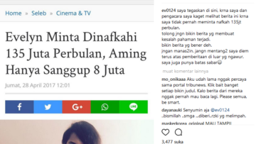 Evelin Menolak Dibilang Minta Nafkah 135 Juta ke Aming. Tapi yang Jelas 8 Juta Memang Nggak Cukup