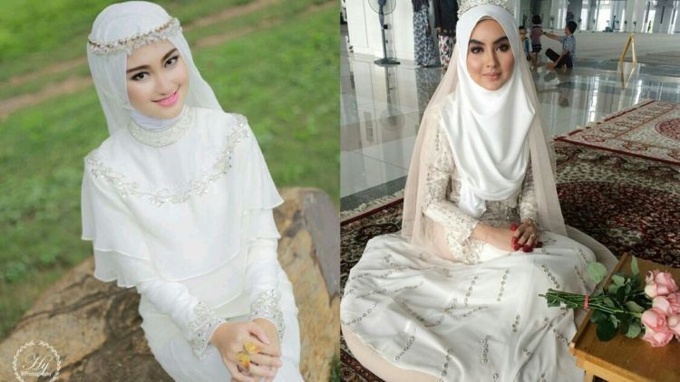14 Inspirasi Gaun Pengantin Syar i Berwarna Putih Tampil 