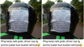 Kreatif dan Sayang Istri, Abang Grabbike Ini Tempel Promosi Jualan Kue Istrinya di Helm