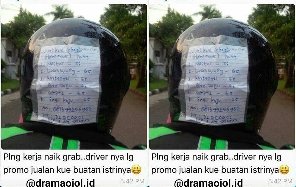 Kreatif dan Sayang Istri, Abang Grabbike Ini Tempel 