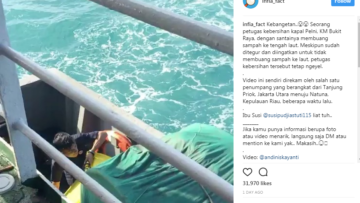 Seorang Petugas PT. PELNI Membuang Sampah dari Atas Kapal ke Laut. Bu Susi, Tolong Tenggelamkan!